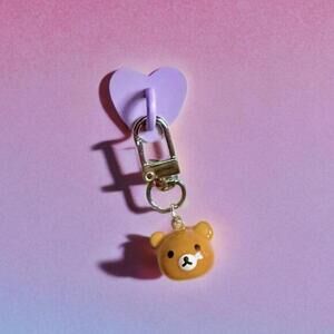 Cell Phone Charm Holder, Purple Heart & Rilakkuma Bell Kawaii For Mobile Phone